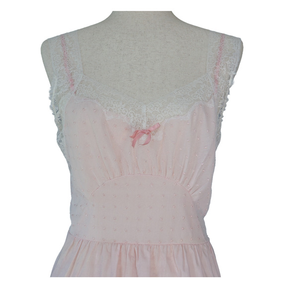 VTG Miss Siren Polka Dot Embroidery Slip Babydoll Dress 36 Fairy Coquette Nighty - Picture 5 of 16